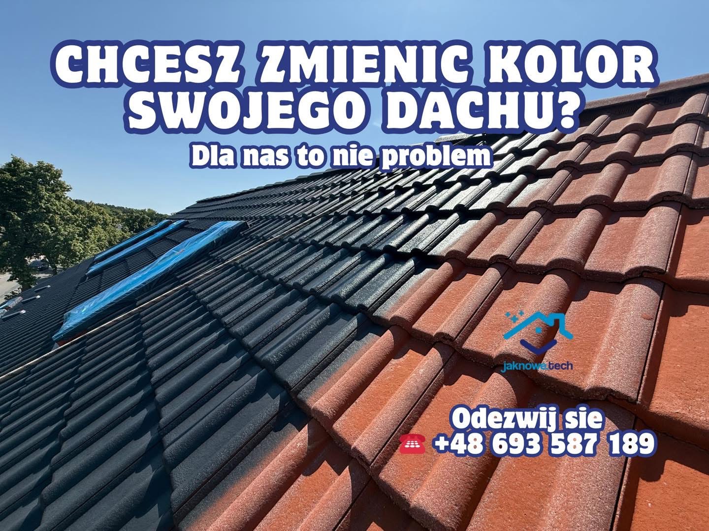 Malowanie dachówki — zmiana koloru z czerwonego na czarny